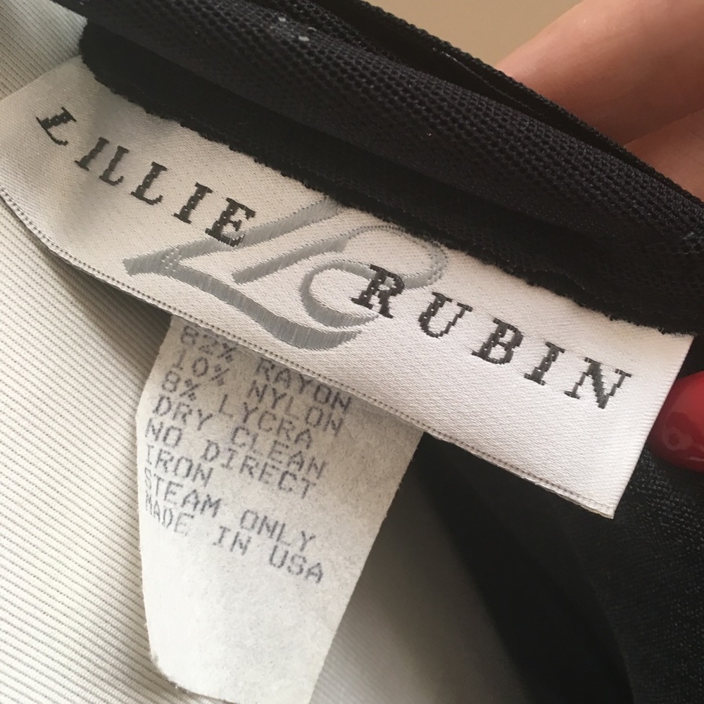 Vtg Lillie Rubin Sheer Mesh Panel Rhinestone Dress - Picture 5 of 8